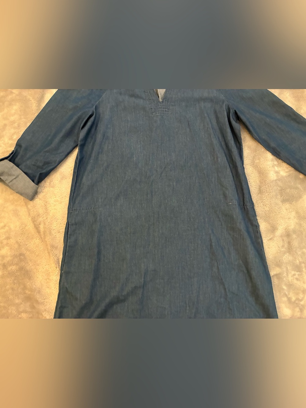 Women’s New Direction Brand Classic Chambray Shift Dress - Blue Size Small - Picture 5 of 14